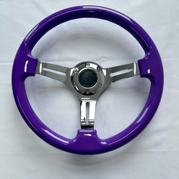DELUXON 350mm Universal Racing Steering Wheels 3 Spoke Black Red Purple ABS Chrome