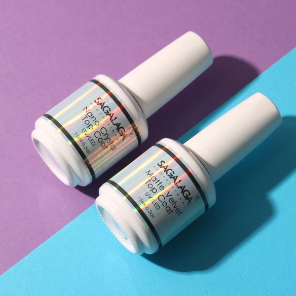 15ml Gel Top Coat Custom Private Label Uv Led Non Wipe Matte Top Coat for Nail Wraps GMP Certified Soak off Easily