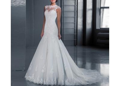 Fabric Inside Lining Sleeveless Lace Long Tail Bridal Gown Backless Zipper Design