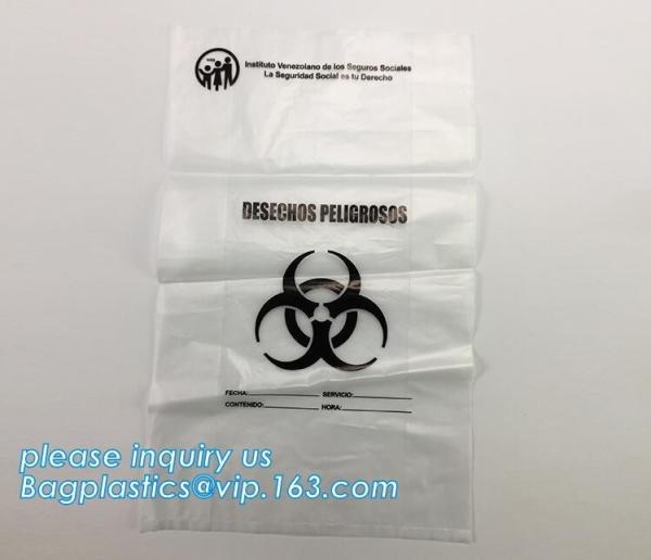biodegradable biohazard bag/Recycled garbage bag, Polyethylene Biohazard Printed Clear Plastic k Specimen Bags Wit