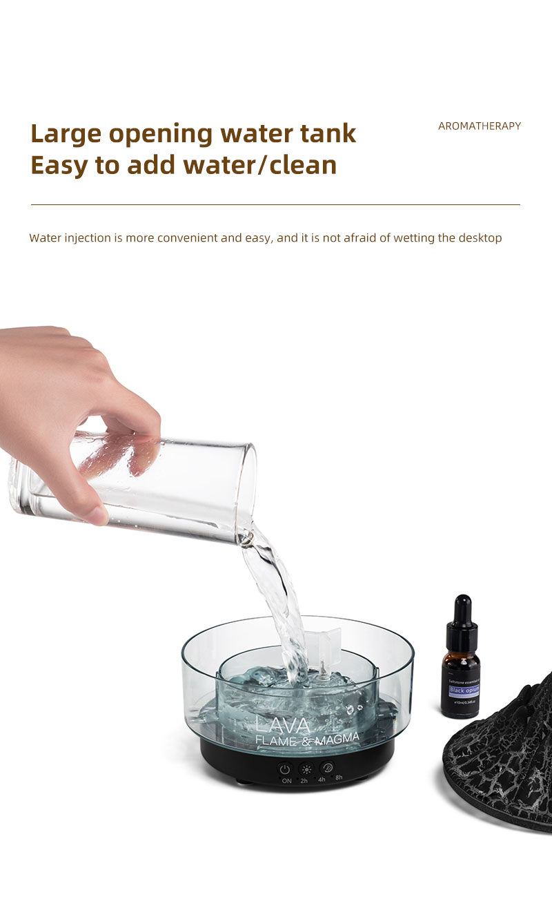 Waterscape Pattern Stone 7 Color Night Light 260 Tank Jellyfish Mist Humidifier Flame Magma Crack Volcanic Aroma Diffuser