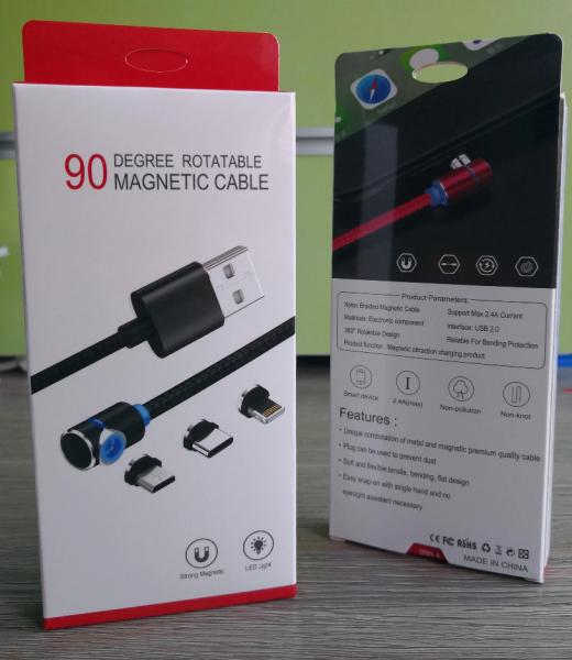 Led Lighting Magnetic Phone Charger Cable Nylon Weave Elbow For Huawei P30