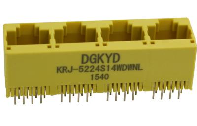 180 graus de soquete superior dos ethernet dos portos da entrada quatro dos conectores portuários múltiplos de 1X4 RJ45