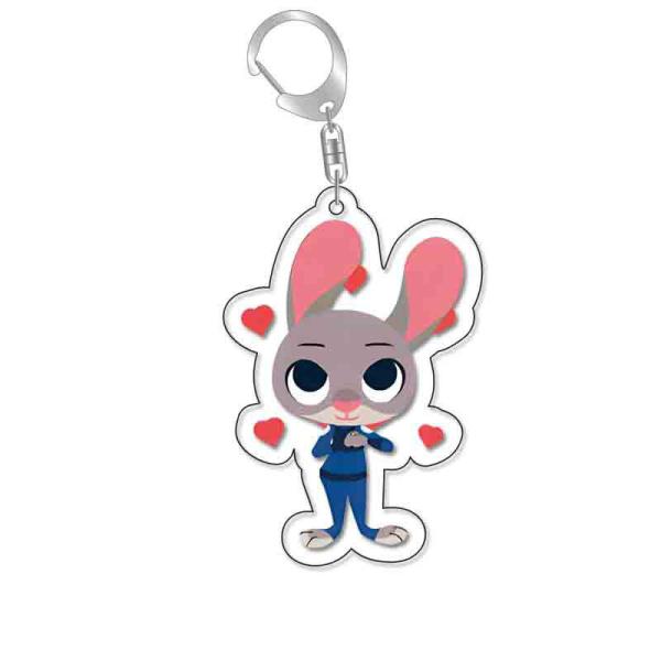 Silk Screen Printed Acrylic Keychain Cute Cartoon Character Durable Metal Ring Included