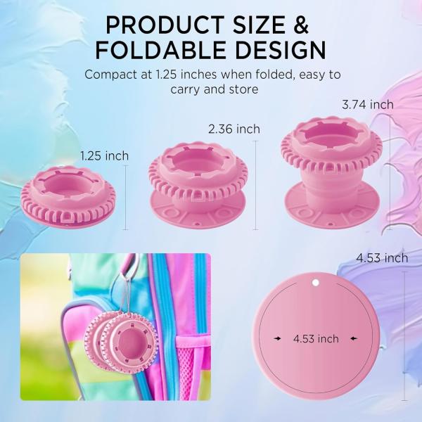 Paint Brush Cleaner - Foldable Silicone Paint Brush Cleaner Rinse Cup With Palette And 40 Brush Storage Holder For Classroom Studio Outdoor Painting