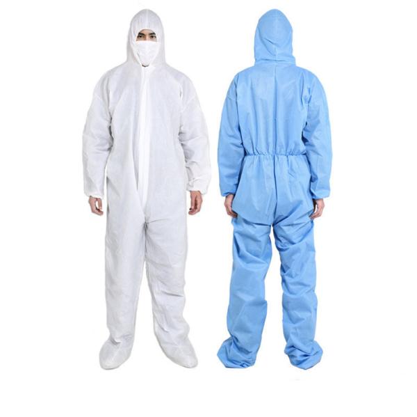 Non Woven Full Body Protection Suit Disposable Hooded Coveralls Medical Use