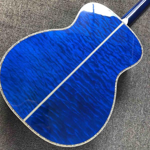 Solid Spruce Top Mahogany Neck Burst Maple Veneer Ebony Fingerboard Abalone Om45s Style Acoustic Guitar