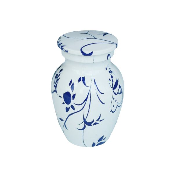 Pet Ashes Urn Blue Floral Design for Funeral Suppliers