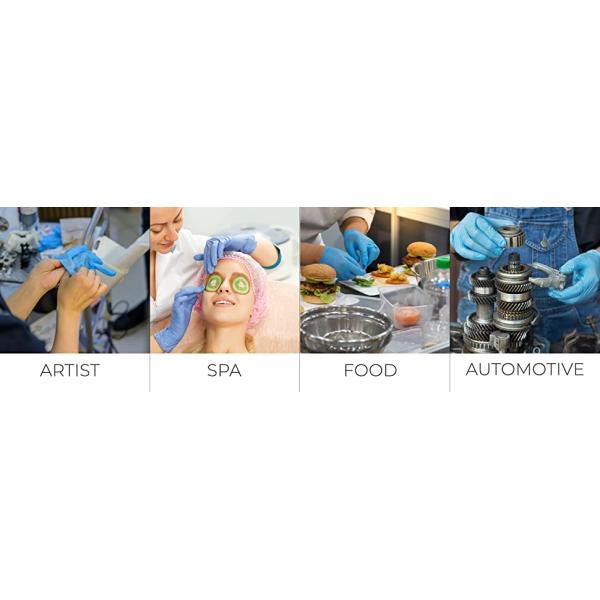 Protective Powder Free Examination Nitrile Gloves, Colored Nitrile and Vinyl Blend Disposable Medical Blue