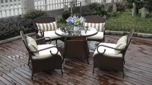 Garden Outdoor Rattan Sofa Set , Luxury Hairy Rattan Furniture