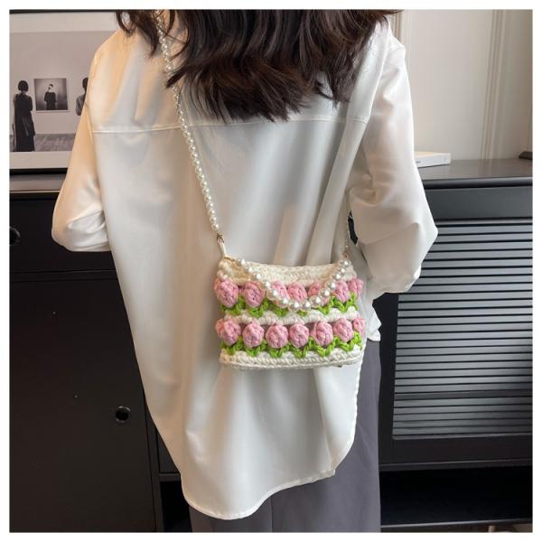 Handmade Woven Crochet Knitted Shoulder And Sling Bags For Women Custom Logo Accepted