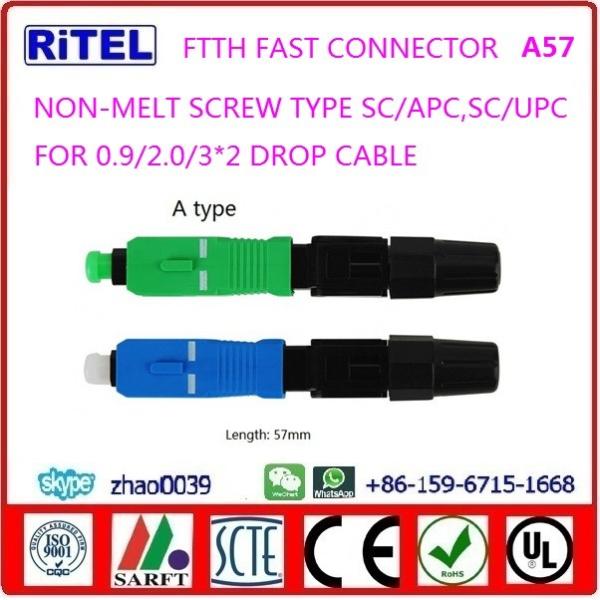 FTTH SC/UPC, SC/APC, fast connector pre-embedded for drop fiber optic cable