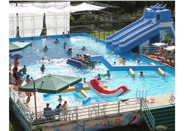 Red / Blue Exciting Floating Water Playground , 0.9mm PVC Giant Inflatable Aqua Park For Wedding