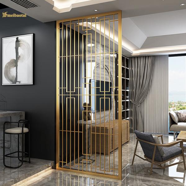 Divisor de sala de aço inoxidável da decoração da tela da cor dourada da linha fina