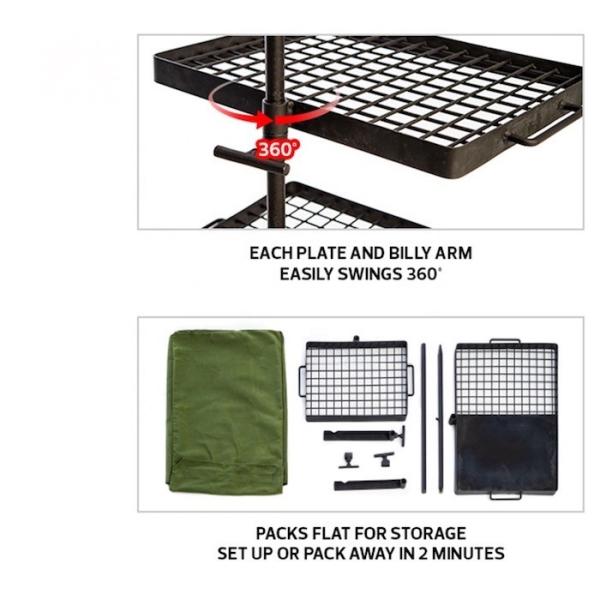 Grades de aço de acampamento duráveis pretas de cozimento combinados do assado do balanço de 37 polegadas do Hotplate da fogueira