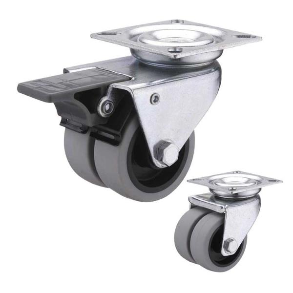capacidade 80kg rodízios da placa do giro de Gray Wheel Twin Wheel TPR de 3 polegadas