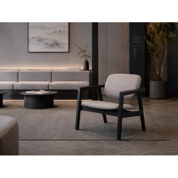 Ash Wood Commercial Lounge Accent Chair Fabric Cushion For Hotel Office