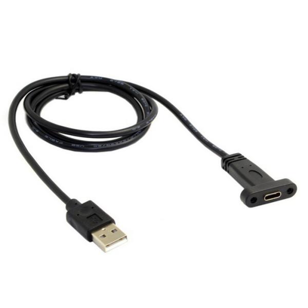 3ft Mount pannel USB 3.1 Type C Female to USB 2.0 A Male  Macbook Tablet Mobile Phone Data Cable