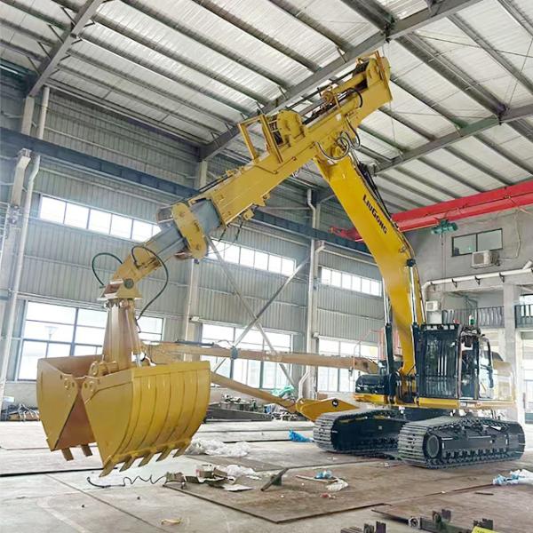 Telescopic Boom Excavator With Grab Clamshell Bucket For Cat Hitachi Komatsu