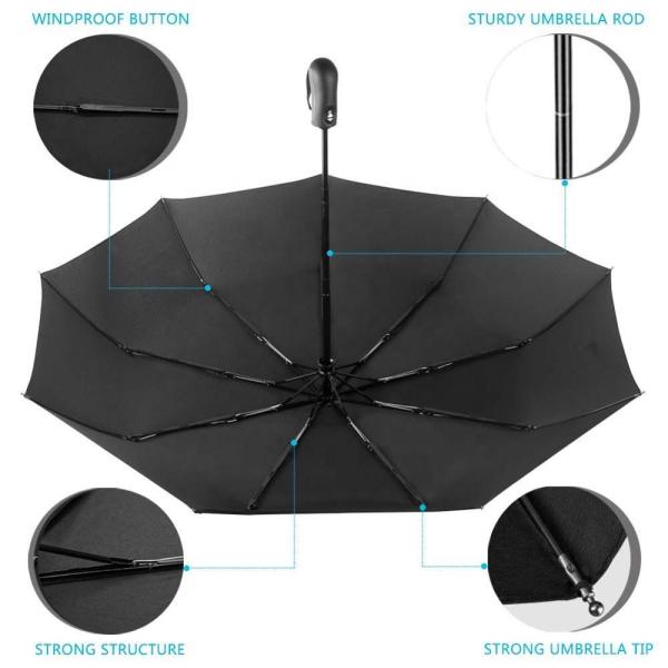 Summer Commercial Photo Portable Auto Open Umbrella Large Fold Umbrella Black