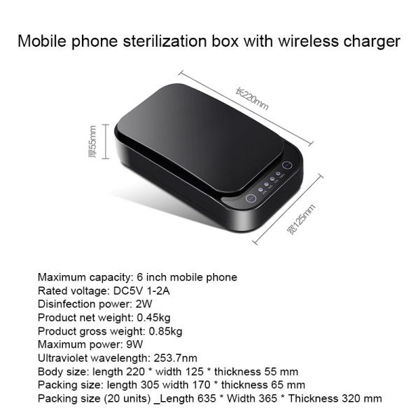 9W Wireless Cell Phone Charger 9 Led Aromatherapy Disinfection Sterilizer Box