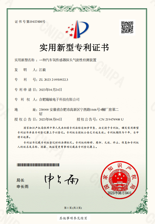 Hefei Ruimin Electronic Technology Co., Ltd. Certifications