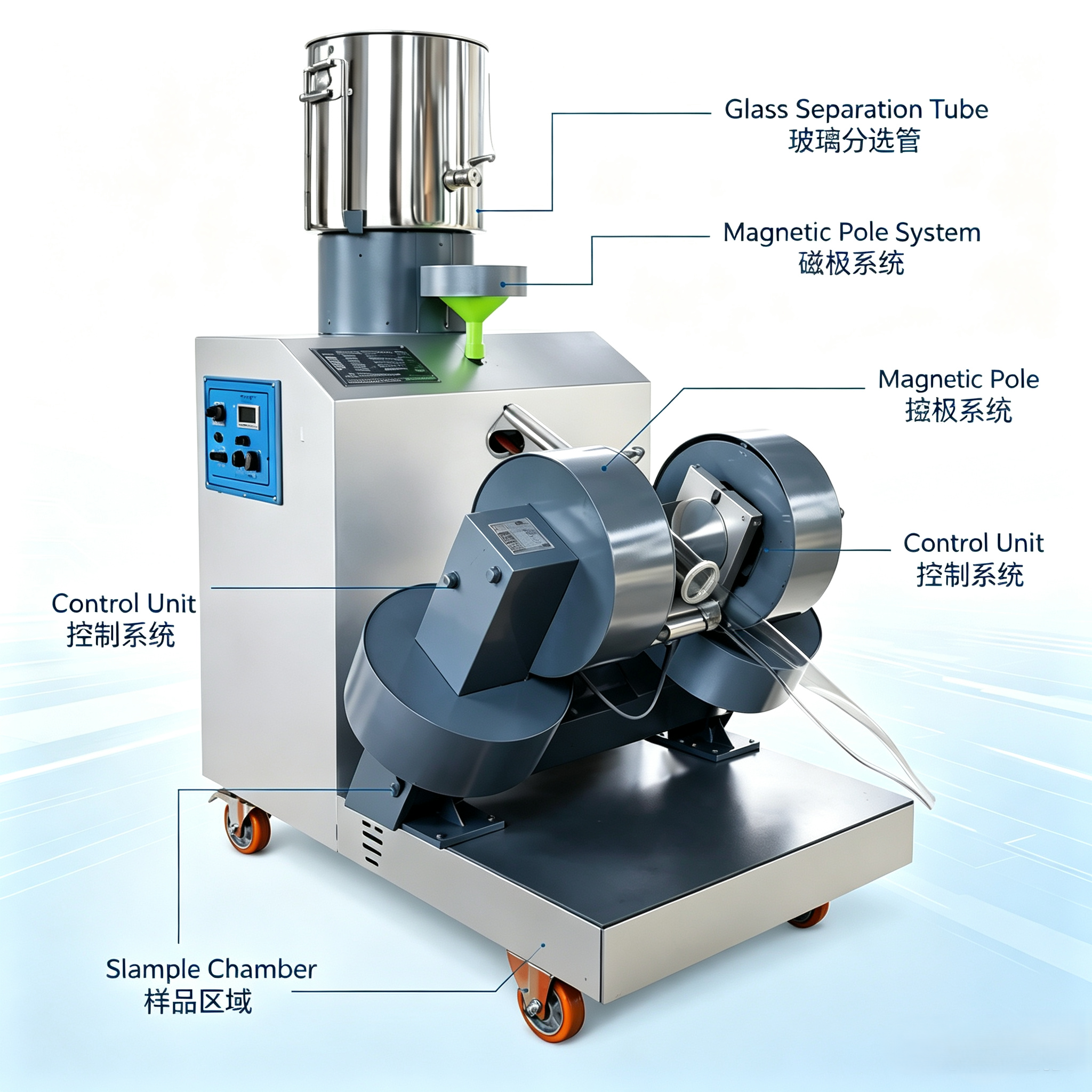 XCGS-Φ50 Laboratory Magnetic Tube Separator with Adjustable Magnetic Field Intensity 3500 GS and 50 mm Tube Diameter for Mineral Testing