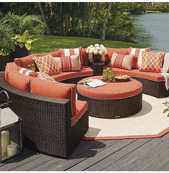Popular Modern Garden Hotel Courtyard PE Rattan Curved Diâmetro 3M Sofa Set