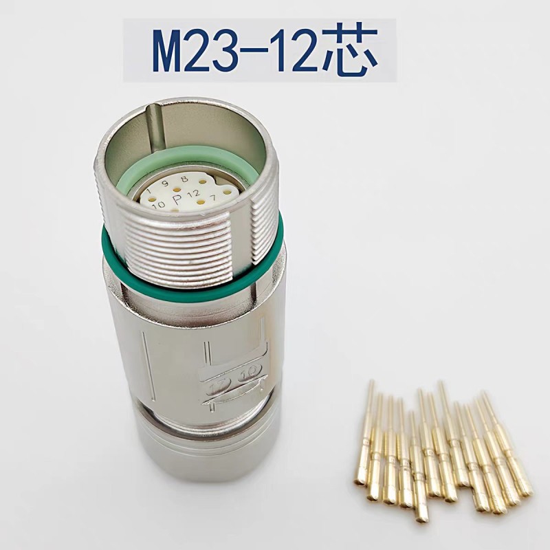 M23 Aviation Plug Servo Motor Connector with 12-Pin 17-Pin Configuration for Industrial Automation and 1000V Voltage Rating