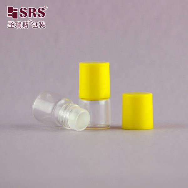 BLP-1ML Mini Travel Size Vial de vidro transparente Botão de bola de rolos Para perfume de óleo essencial Sem vazamento