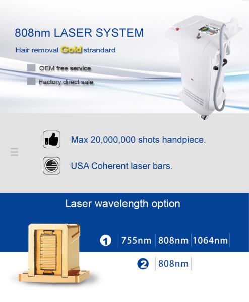 Máquina permanente indolor da remoção do cabelo do laser do diodo 808nm