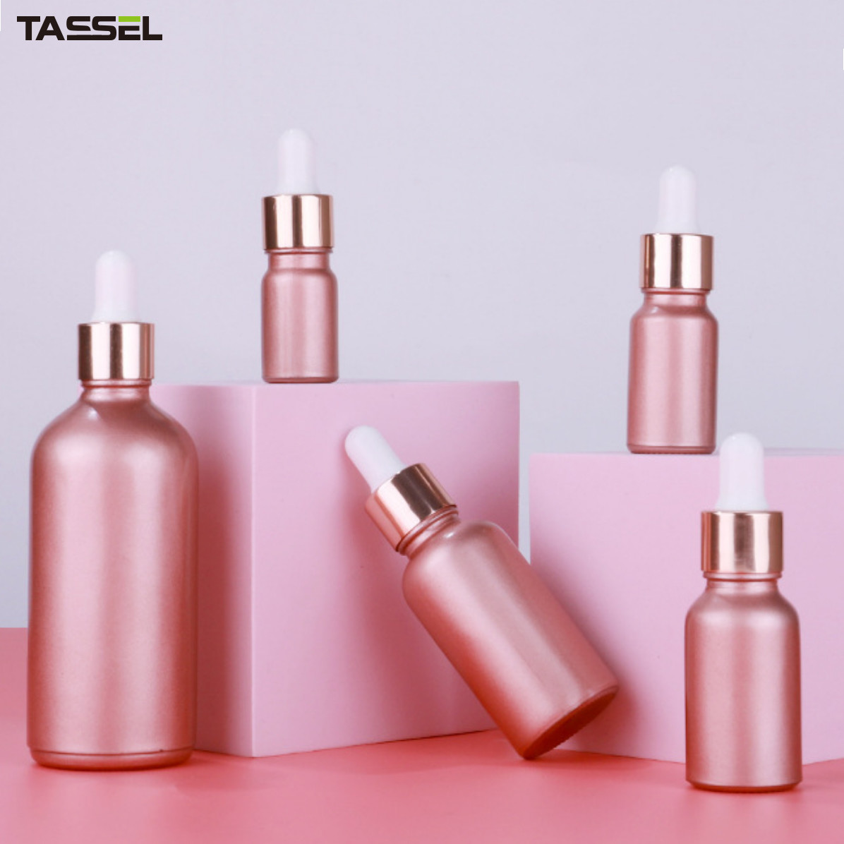 Капельница бутылок 60ml 80ml 18/410 капельницы розового эфирного масла золота стеклянная