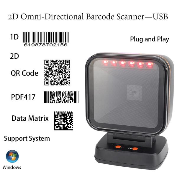 Fixed Platform Desktop Barcode Scanner Adjustable Omni Directional Scanner Wired