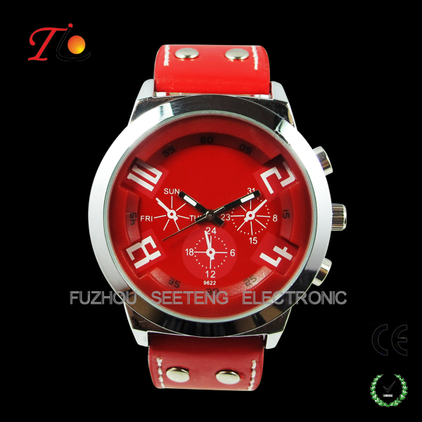 Fashion PU Leather Strap Quartz Wrist Watch sports watch for Men
