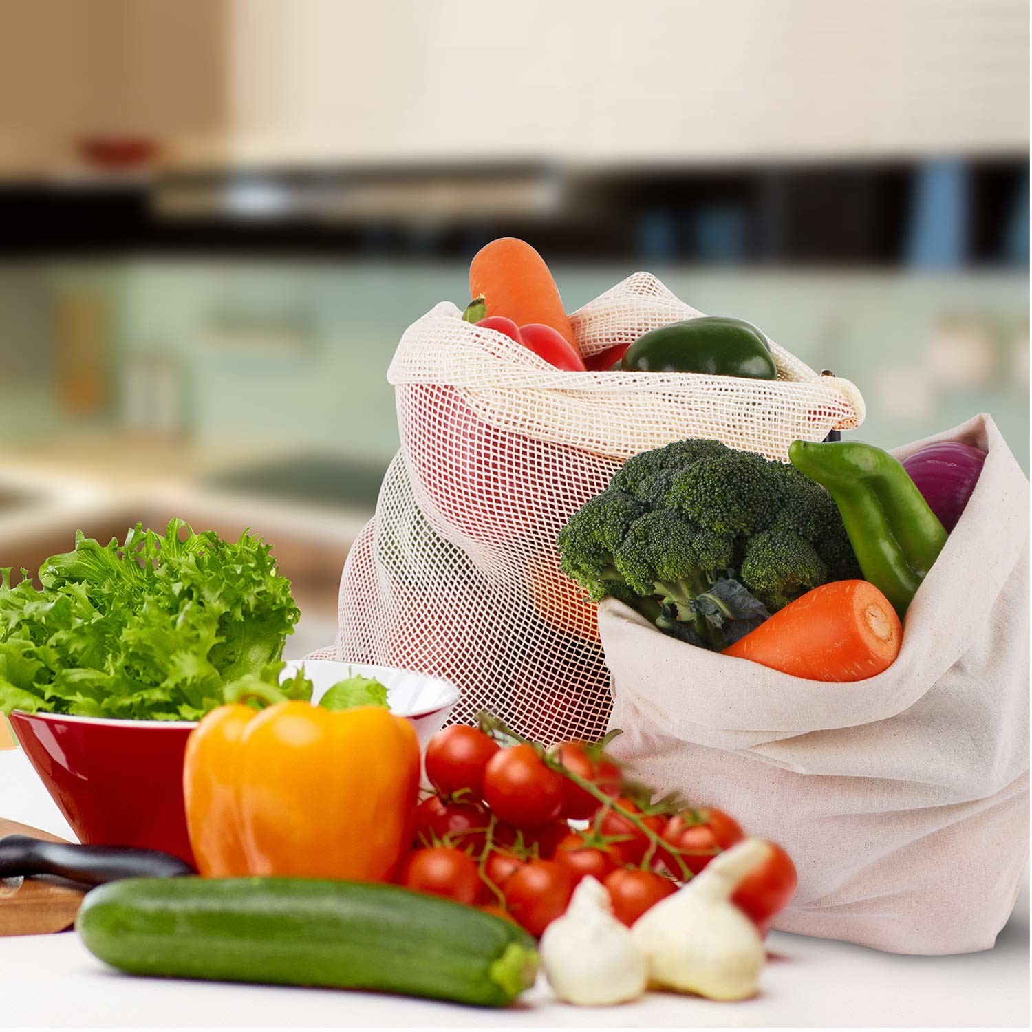 Biodegradable органические сумки BRC продукции сетки сумок Drawstring хлопка ISO9006 многоразовые