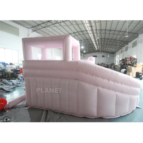 Jumping Castle Slide Inflatable Pastel Pink Inflatable Bouncer White Bounce Jumping House