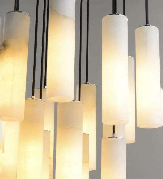 Iluminação de luxo Art designer criativo alabastro lustre hotel lobby sala de jantar longa faixa de mármore pingente lig