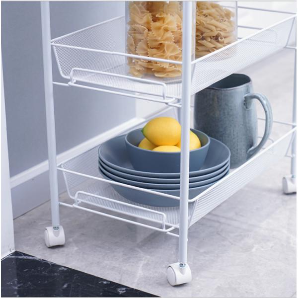 Rustproof 3 Tier Stainless Steel Cart , 10kg Bearing Steel Basket Trolley