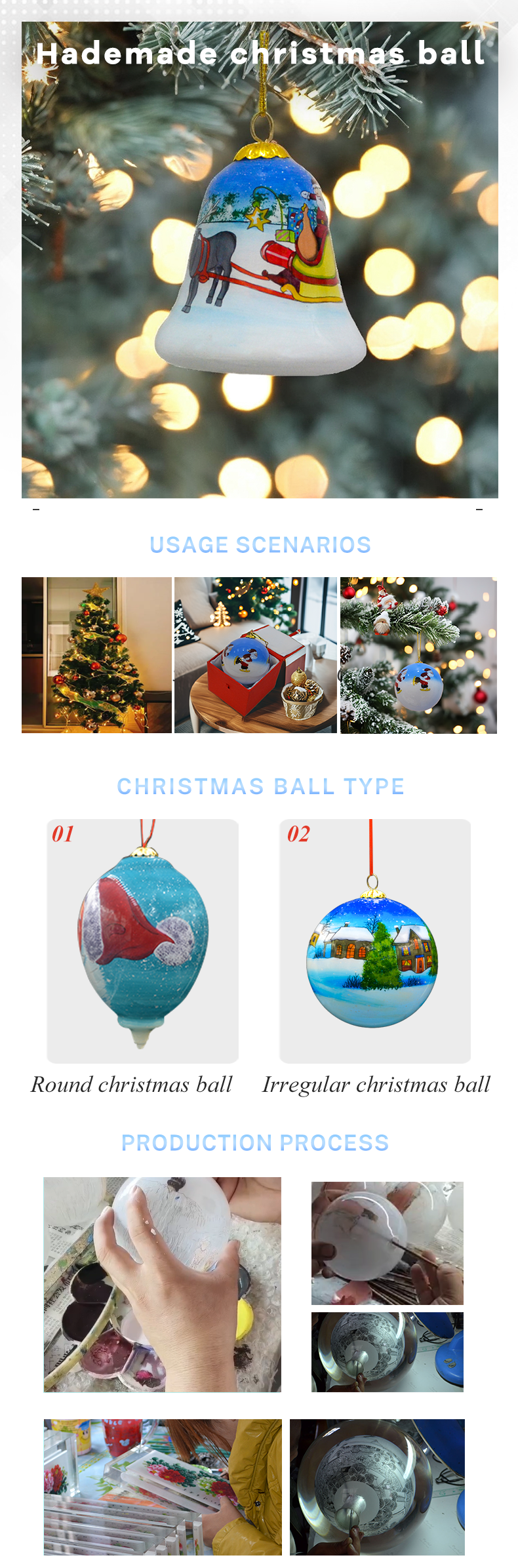 Personalized Inside Painted  Crystal Christmas Tree Ball Decorations Used for  for Christmas  Decoration