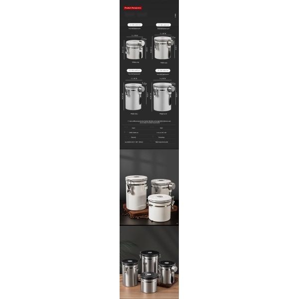 Round 1500ml Stainless Steel Coffee Storage Container for Commercial Buyers Beverage Stores