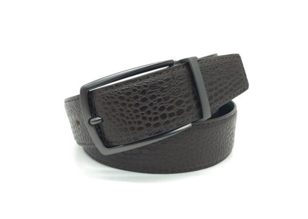 Brown / Black Color Mens Reversible Belt 3.3m Width With Croc And Grainy Pattern Strap