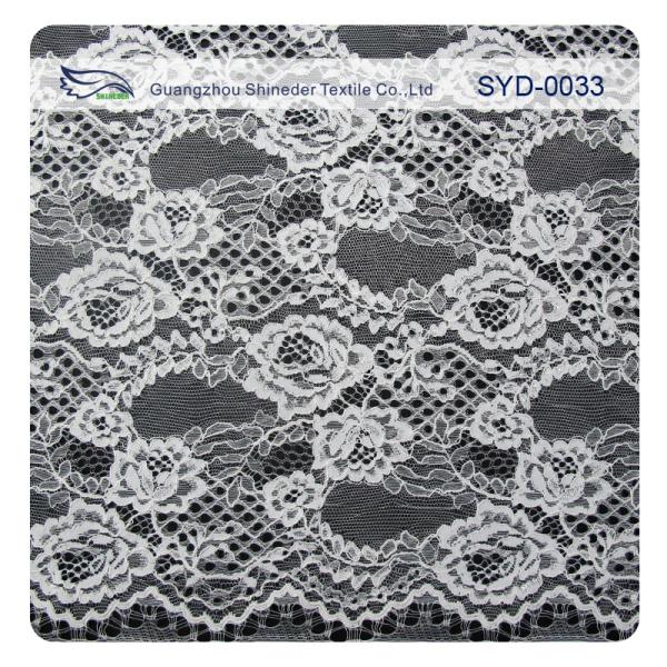 Black Dress Corded Chantilly Flower Lace Fabric / Embroidered Lace Fabric