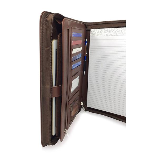 Personalized Leather Padfolio With Zipper , Professional Leather Business Padfolio