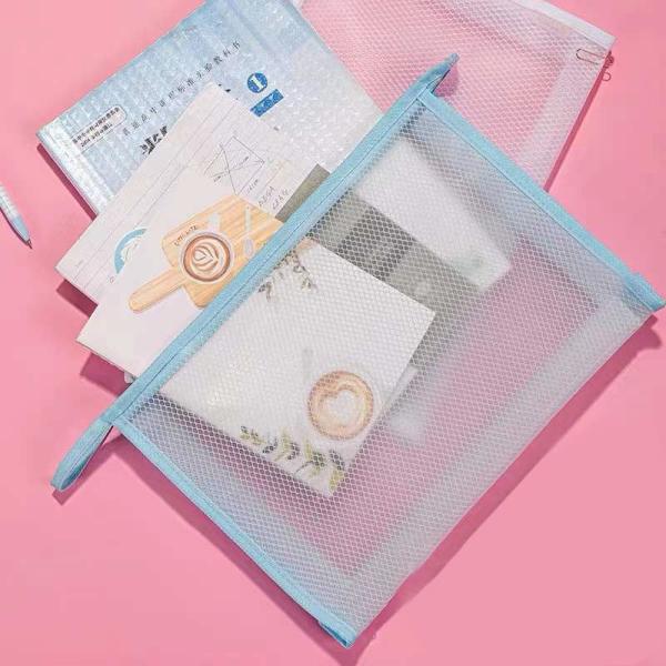 Sustainable Zipper Checkered Document Bag, Archives, Documents, Supplies, Bills, Inspection Data, Dustproof Storage
