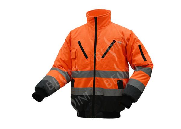 High Visible Mens Winter Work Clothes Pilot Jacket With Fake Fur Padded