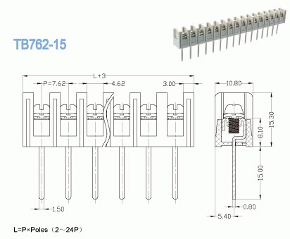 Тип Pin барьера терминального блока PCB высокого напряжения 300V 15A 2 - Pin 16