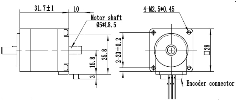 Мотор NEMA 11 28mm Stepper угол шага 1,8 градусов с кодировщиком высокого разрешения оптически