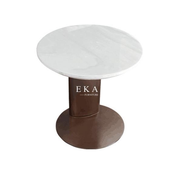 Living Room Round Modern Marble Top Stainless Steel Side Table