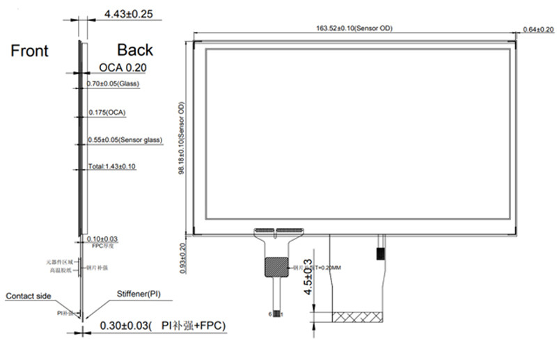 7 дюймовый TFT дисплей промышленного качества 1024x600 точек RGB интерфейс с CTP