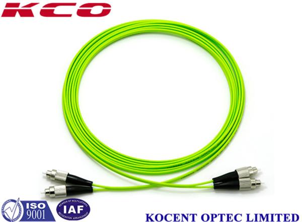 De PVC multimodo de fibra ótica do verde-lima do cabo 100G da ligação em ponte do cabo do remendo de FC-FC OM5 50/125